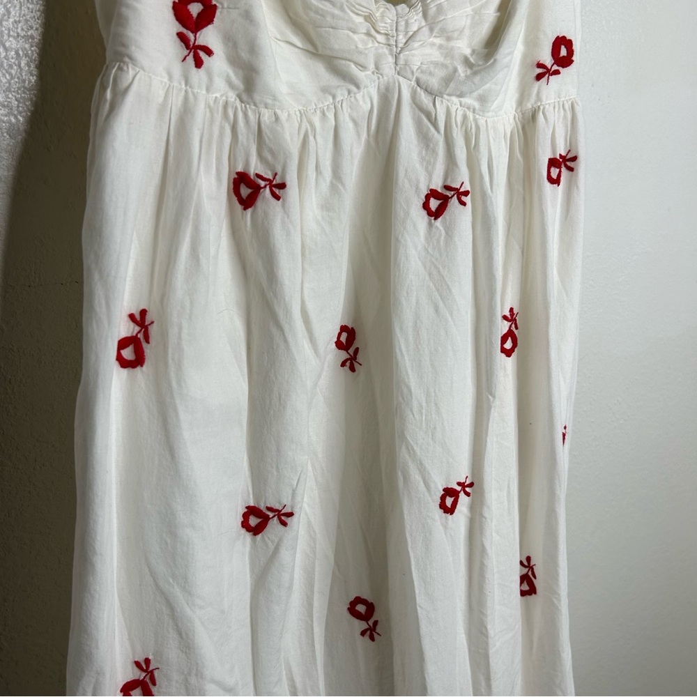 J. Crew Embroidered Beach Maxi Dress White Red 100% Cotton Size Small - Picture 10 of 13